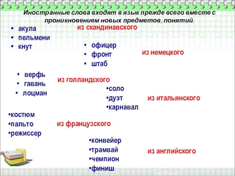 Заимствованные слова в русском языке проект