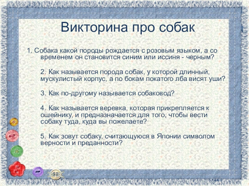 Викторина о собаках презентация