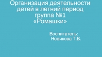 Презентация Организация деятельности детей в летний период