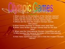 Презентация по английскому языку на тему Олимпийские Игры
