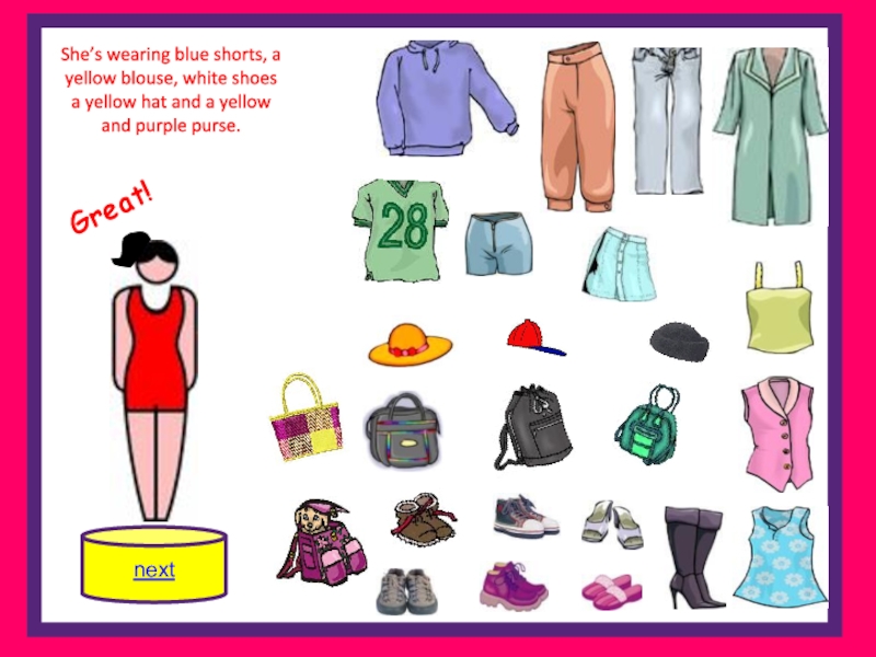 1 2 3 clothes. Описать праздничный наряд she is wearing ..... Clothes ppt for Kids games. Get clother. I'M wearing shorts, a t-Shirt and a hat. Произношение.