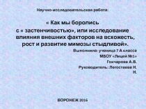 Исследование влияния внешних факторов на всхожесть, рост и развитие мимозы стыдливой