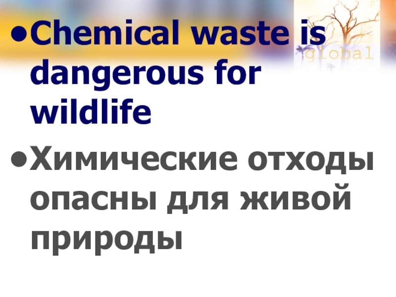 Chemical waste is dangerous for wildlifeХимические отходы опасны для живой природы