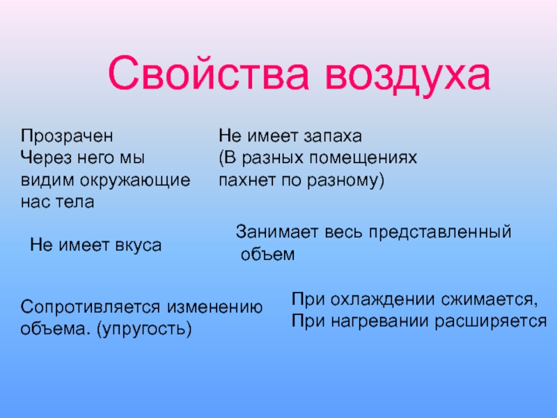 Презентация свойства воздуха 3 класс окружающий мир