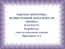 Презентация рабочей программы по внеурочной деятельности Проект