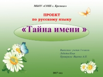 Проект по русскому языку Тайна имени