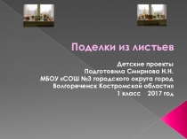 Творческие проекты учеников на тему Поделки из листьев