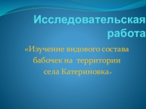 Презентация по биологии Изучение видового состава бабочек  (7 класс)