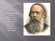 Презентация по литературе ученика 7 Б класса МБОУ СОШ №5 г. Михайловска Стрельникова Данила на тему: М. Е. Салтыков-Щедрин.