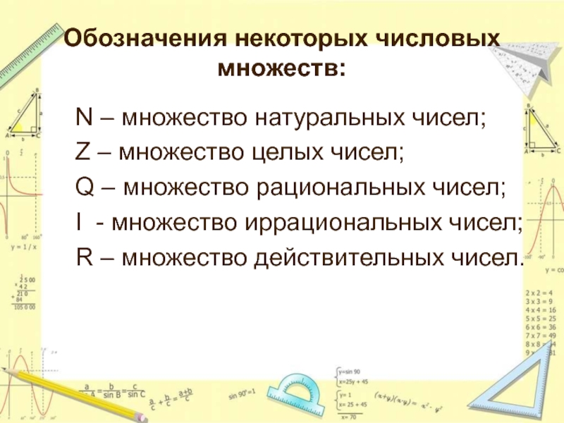 Известные множества чисел. Обозначения множеств. Обозначение числовых множеств. Обозначение множества в математике. Обозначения множеств чисел.