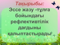 Эссе жазу -тұлға бойындағы рефлективтілік дағдыны қалыптастырады. семинар - тренинг