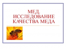 Мастер-класс по химии Исследование качества меда