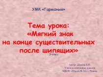 Презентация по русскому языку на тему Мягкий знак на конце существительных после шипящих ( 3 класс)