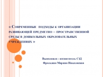 Современные подходы к организации развивающей предметно - пространственной среды в ДОУ.
