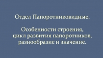 Презентация по биологии на тему: Отдел Папоротниковидные (7 класс).