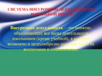 Презентация. Система внеурочной деятельности в начальной школе