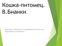 Презентациа по чтению Кошка-питомец. В.Бианки. Обучение пересказу в 3 коррекционном классе с нарушением интеллекта