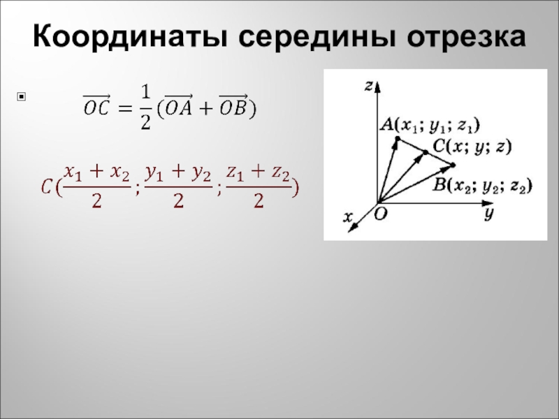 Координаты точки середины вектора. Формула для вычисления координат середины отрезка. Координаты середины отрезка рисунок. Середина отрезка вектора формула. Формула вычисления середины вектора.