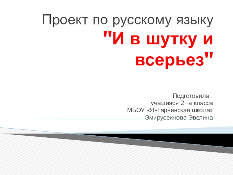 И в шутку и в всерьез проект по русскому языку