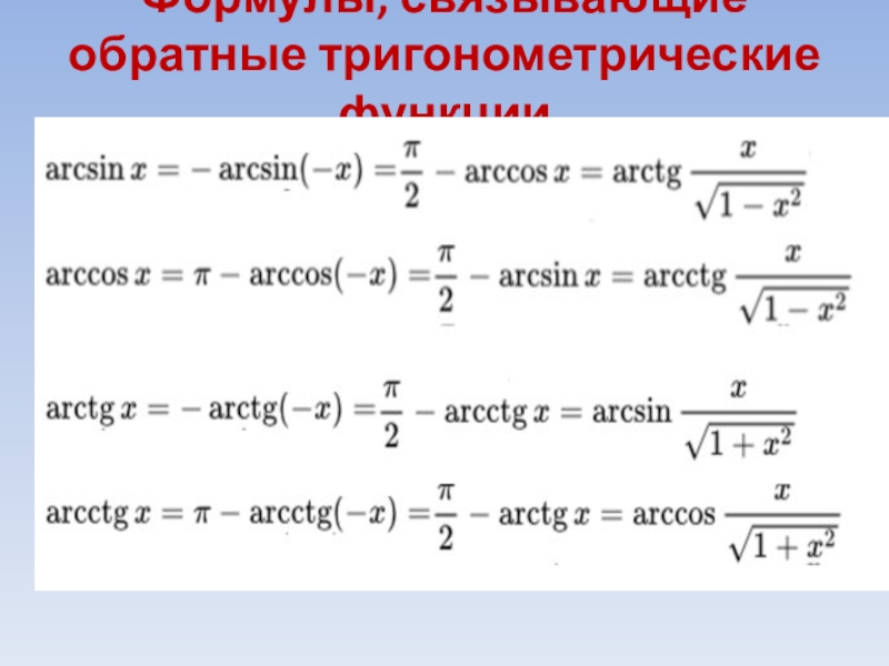 Презентация тригонометрические функции обратные тригонометрические функции