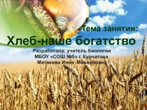 Презентация по биологии на тему: Хлеб-наше богатство