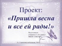 Проект учащихся 3 А класса Пришла весна и все ей рады!
