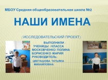 Презентация исследовательского проекта Наши имена