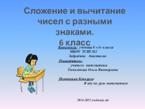 Презентация к уроку математики в 6 классе Сложение и вычитание чисел с разными знаками