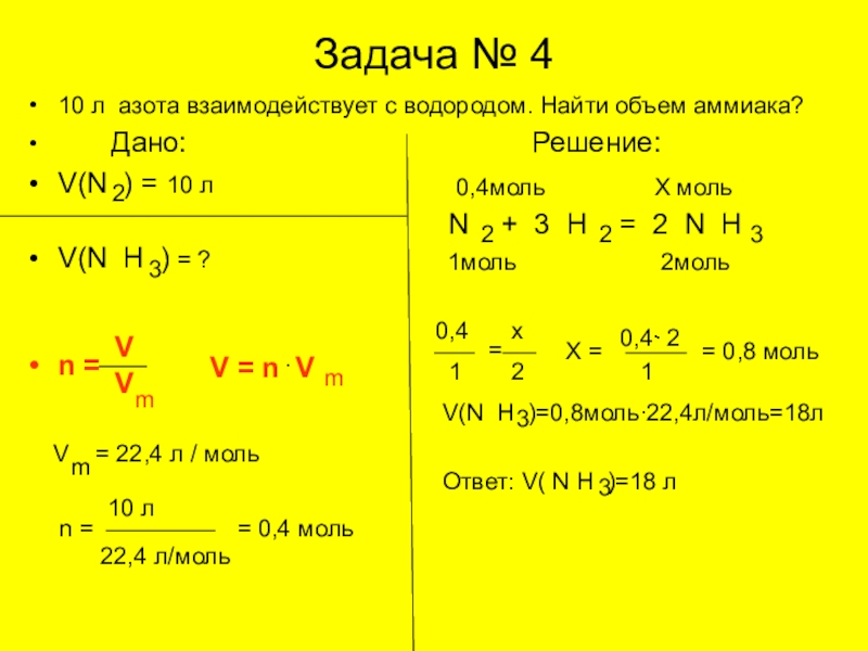 Вычислите объем аммиака