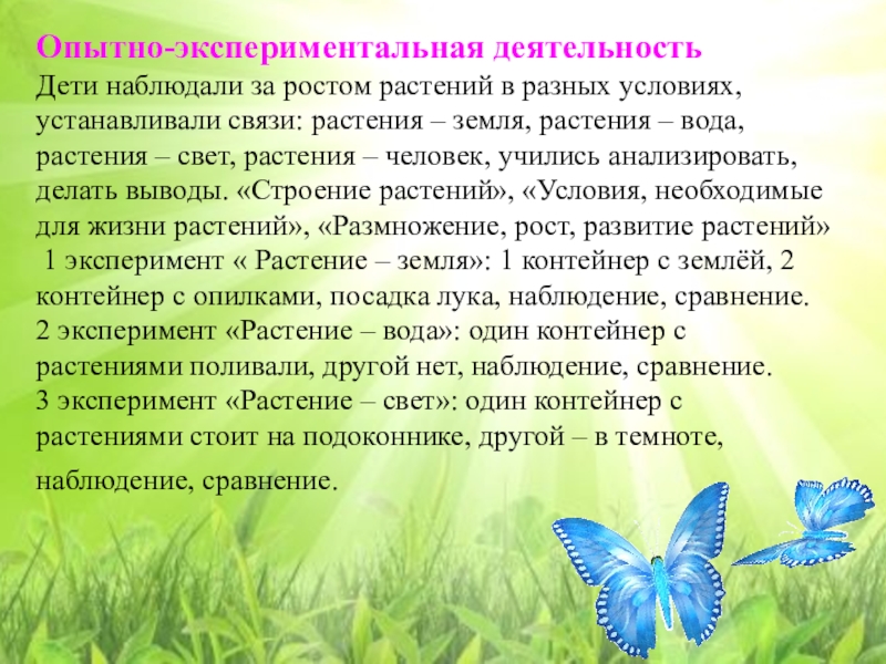 Опытная деятельность. Опытно-экспериментальная деятельность. Опытно-экспериментальная деятельность с растениями. Экспериментирование с растениями. Вывод по опытно экспериментальной деятельности.