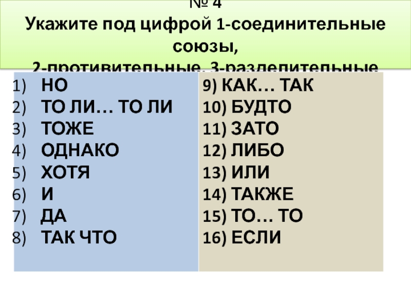 Тест по теме союз 2 вариант