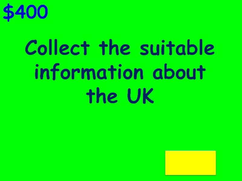$400Collect the suitable information about the UK