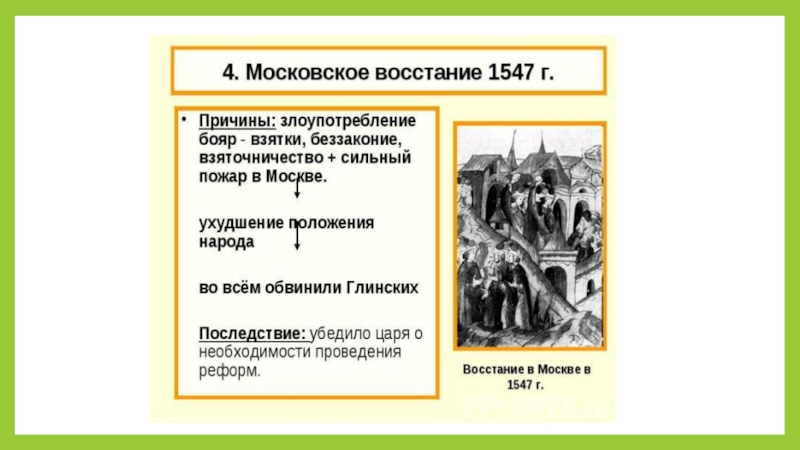 Бедствие в столице в июле 1547 г проект по истории