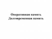 Презентация по информатике Долговременная и оперативная память