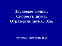 Презентация для урока в 9 классе на тему Звуковые волны. Скорость звука