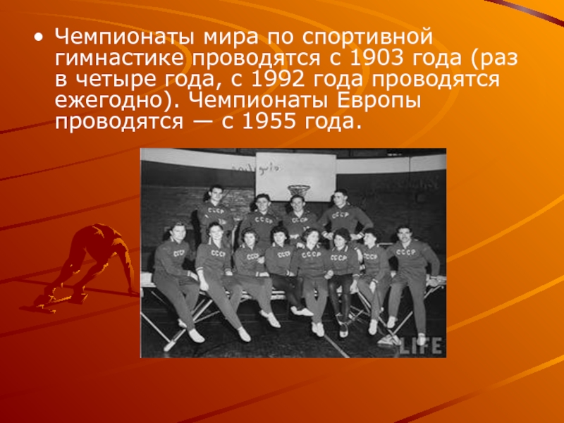 Чемпионаты мира по спортивной гимнастике проводятся с 1903 года (раз в четыре года, с 1992 года проводятся