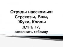 Презентация по биологии Отряды насекомых: стрекозы, вши, жуки, клопы (7 класс)