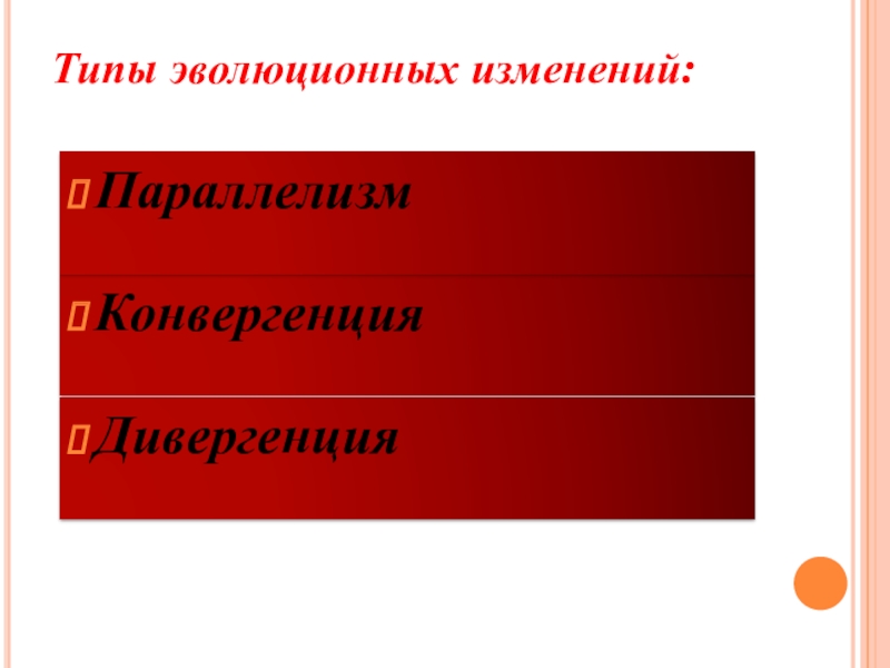 Типы эволюционных изменений презентация