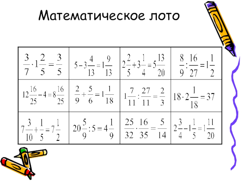 Математическое лото презентация