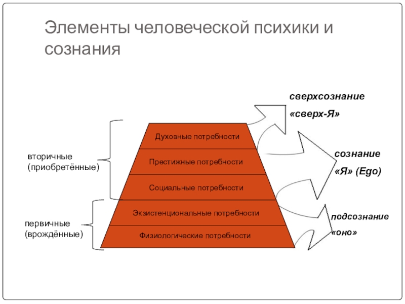 Потребность сознании. Схема соотношения психики и сознания. Элементы человеческой психики. Элементы человеческой психики и сознания. Основные компоненты психики.