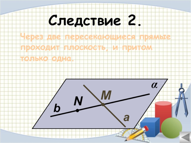 Через две пересекающиеся прямые проходит. Следствия планиметрии. Аксиомы и следствия планиметрии. Аксиомы геометрии планиметрии и стереометрии. Аксиомы планиметрии и стереометрии 10 класс.