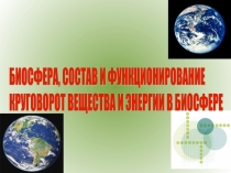 БИОСФЕРА, СОСТАВ И ФУНКЦИОНИРОВАНИЕ КРУГОВОРОТ ВЕЩЕСТВА И ЭНЕРГИИ В БИОСФЕРЕ