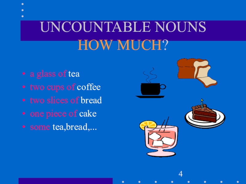 Countable and uncountable nouns (10 from) доклад, проект