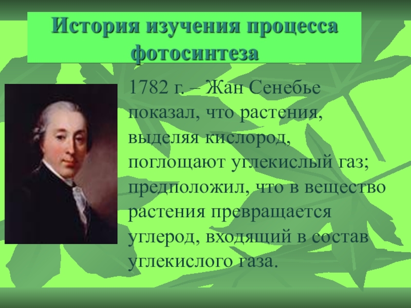 Фотосинтез ученый. Жан Сенебье фотосинтез. Жан Сенебье 1782. Опыт жана Сенебье. Жан Сенебье опыт фотосинтез.