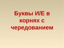 Презентация по русскому языку на тему Чередование букв Е//И в корнях