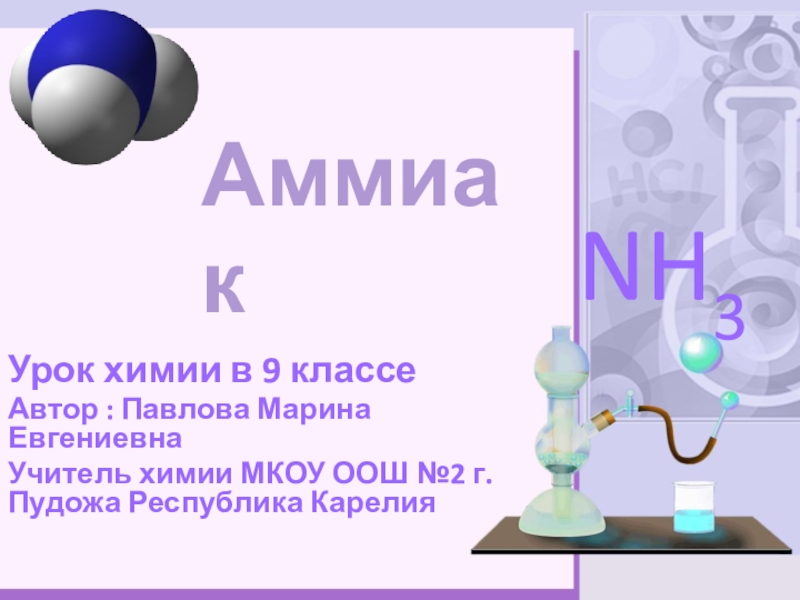 Презентация на тему аммиак по химии 9 класс