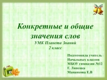 Презентация по русскому языку по теме Конкретные и общие значения слов