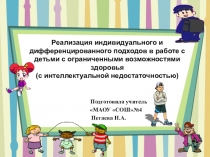 Реализация индивидуального и дифференцированного подходов в работе с детьми с ограниченными возможностями здоровья (с интеллектуальной недостаточностью)