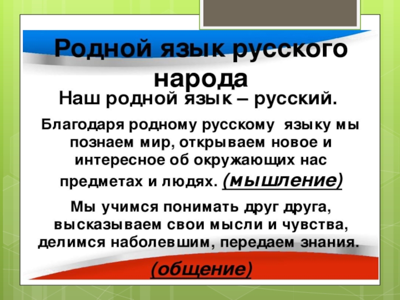 Наш родной русский язык 5 класс презентация