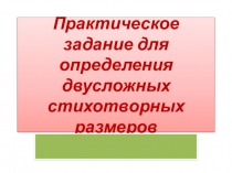 Презентация Определение двусложных размеров стиха. Практика